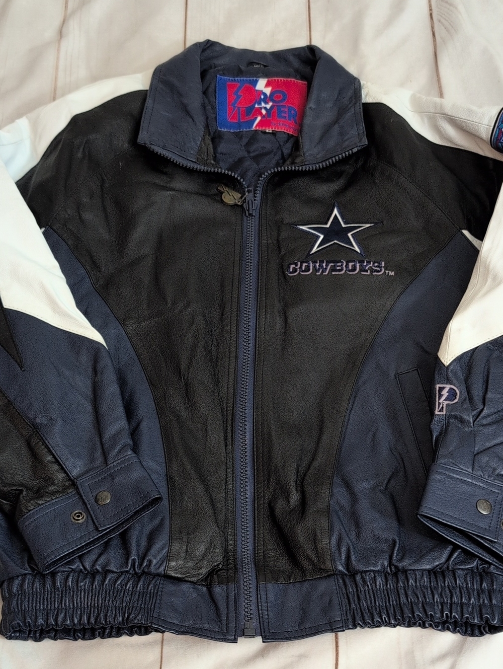 Vintage Pro Player Dallas Cowboys Leather Jacket Men M NFL Big Star Back
